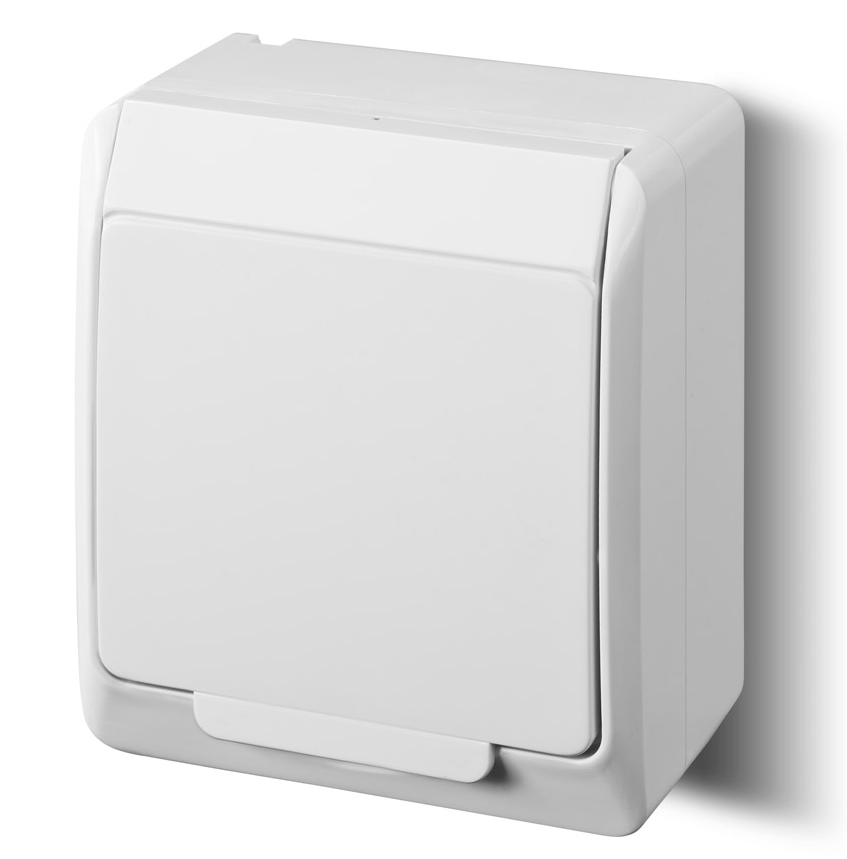 Elektro-Plast Gniazdo natynkowe GNT Hermes 2P + Z z klapką białe (0321-02)