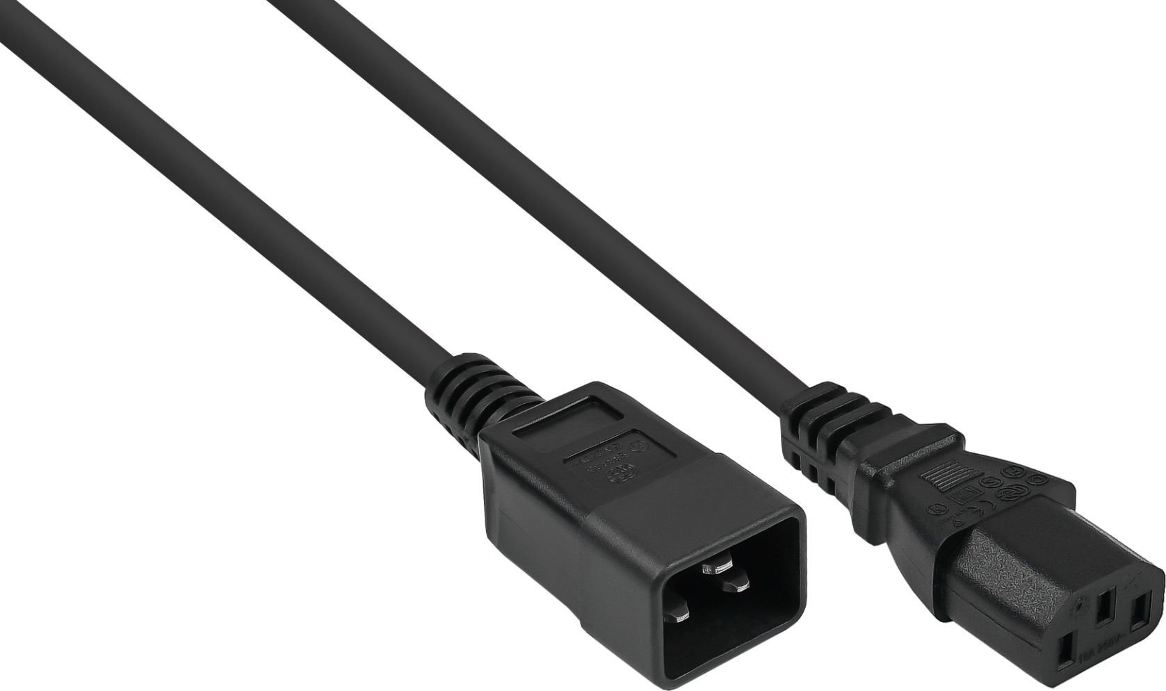 Kabel zasilający Alcasa kabelmeister Kaltgeräteverlängerung C20 an C13 schw. 0,5m