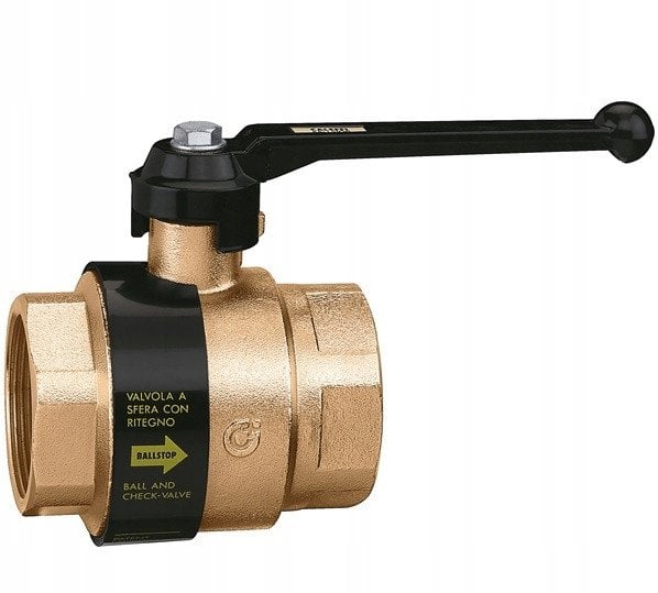 BALLSTOP - Zawór kulowy z wbudowanym zaworem zwrotnym do wody użytkowej 1 1/2 uchwyt dźwigniowy