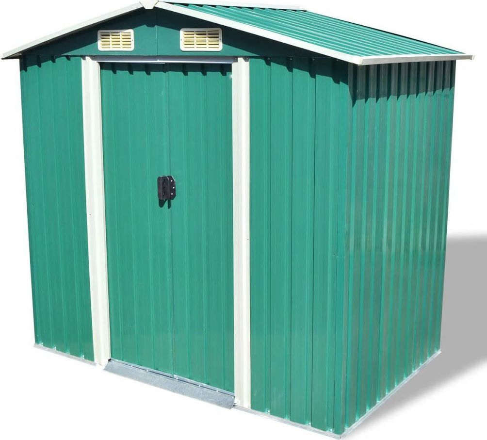 vidaXL Szopa ogrodowa metalowa zielona 204x132x186 cm (42909)