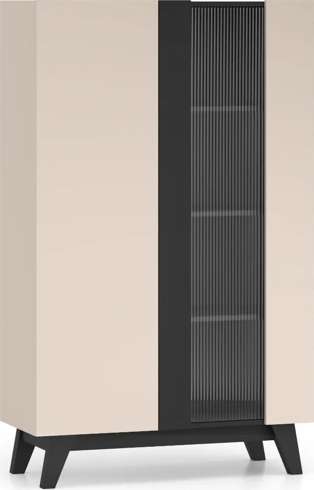 Witryna wysoka FRESHION 02 2D kaszmirowa/czarna ML MEBLE