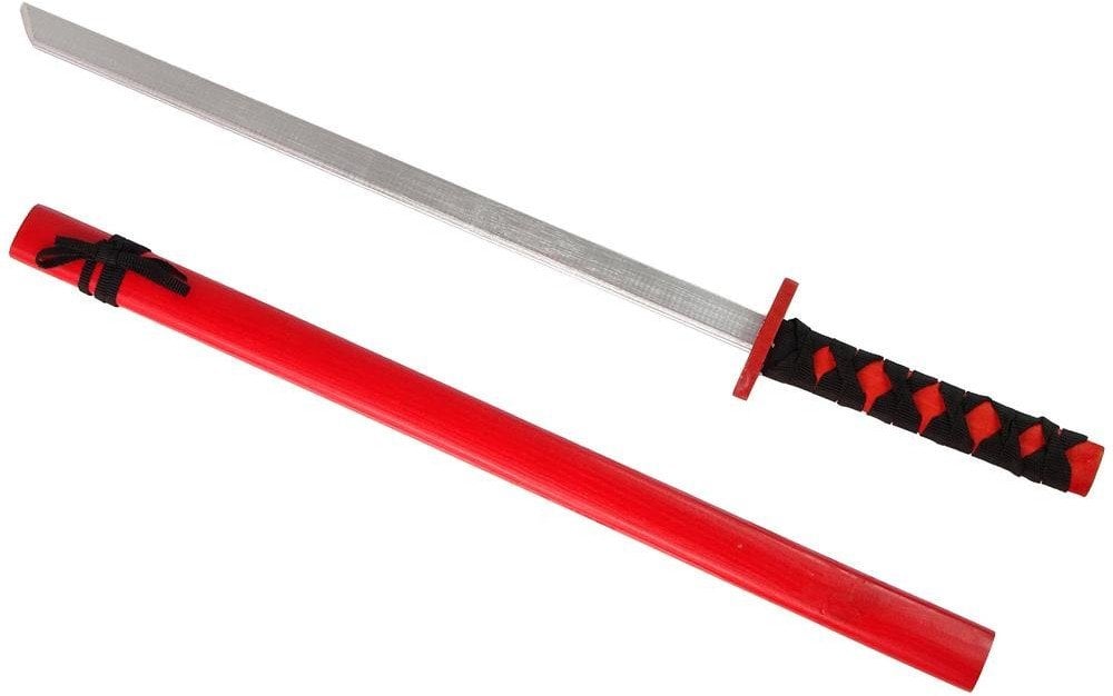 Drewniany Miecz Czerwony Rekwizyt Dla Rycerza 73 cm
