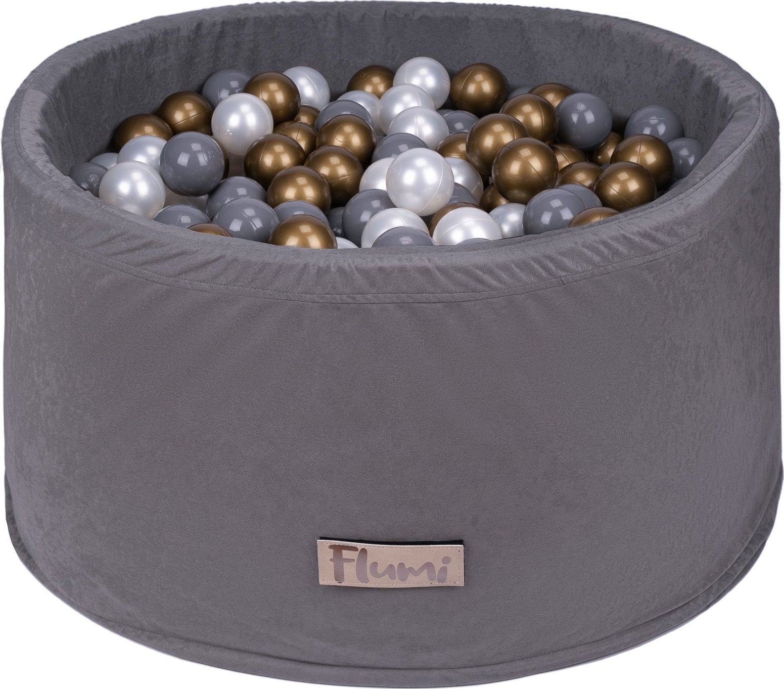 Blomster Suchy basen SZARY + PIŁKI ZŁOTE-SZARE-PERŁOWE