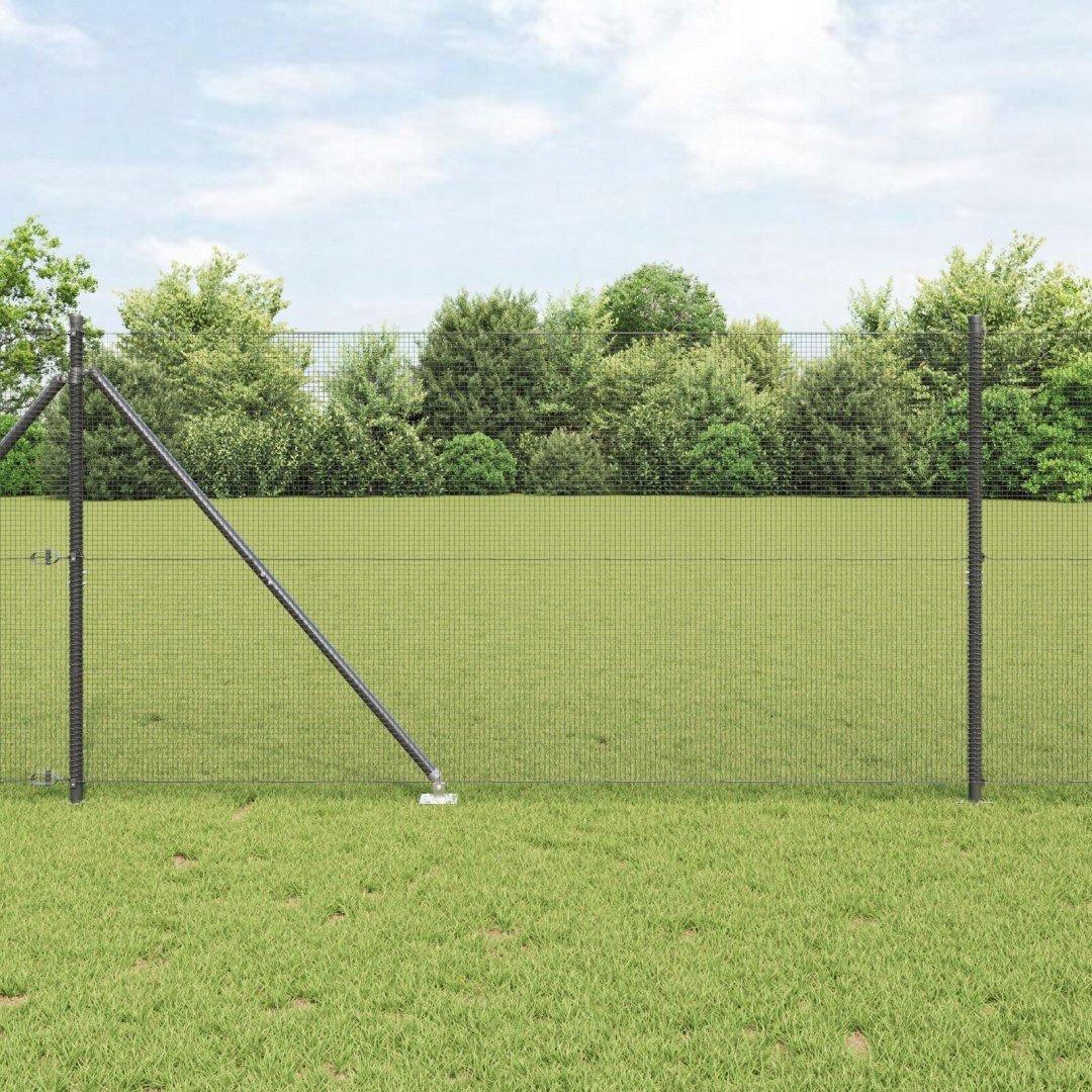 vidaXL Ogrodzenie z 13 szpikulcami Szary 1.4x25 m Stalowe