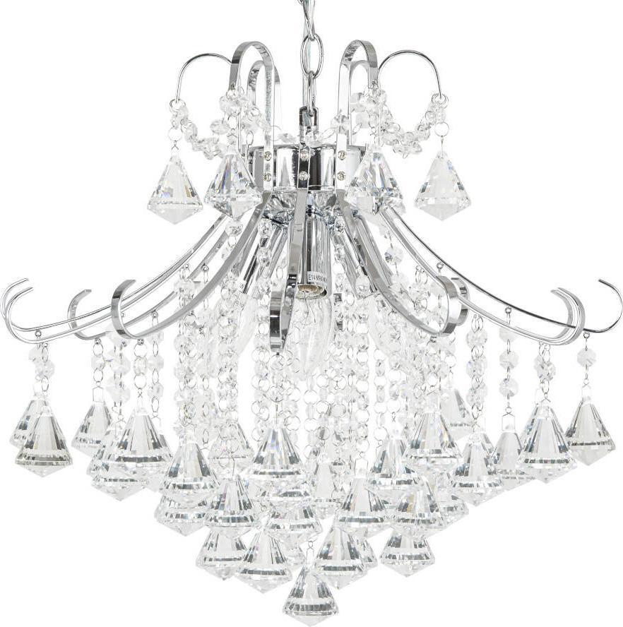 Lampa wisząca Mdeco Żyrandol LAMPA wisząca ELM6248/4 8C MDECO pałacowa OPRAWA glamour crystal ZWIS na łańcuchu chrom przezroczysty