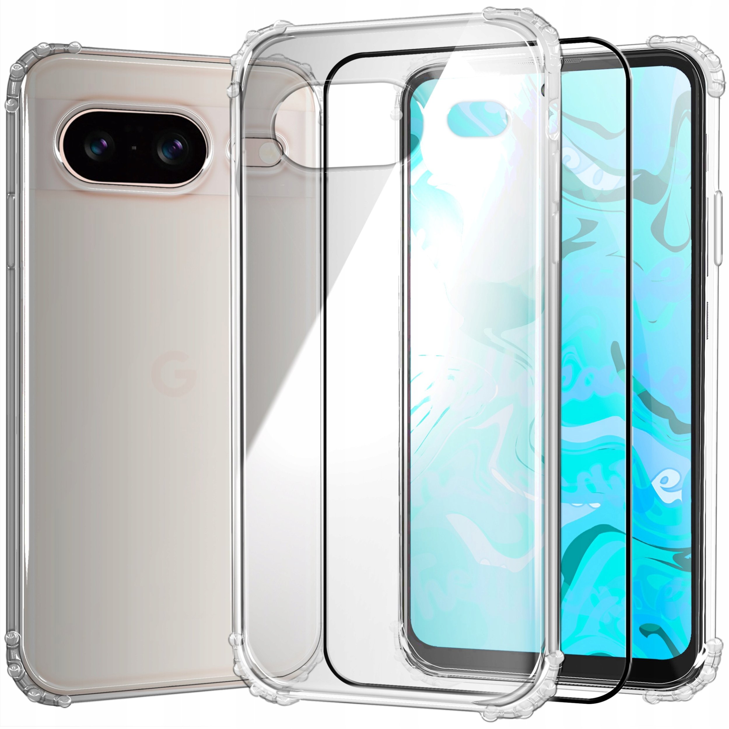 ETUI PANCERNE DO GOOGLE PIXEL 8 | CASE SILIKON SLIM ANTI SHOCK SZKŁO 9H