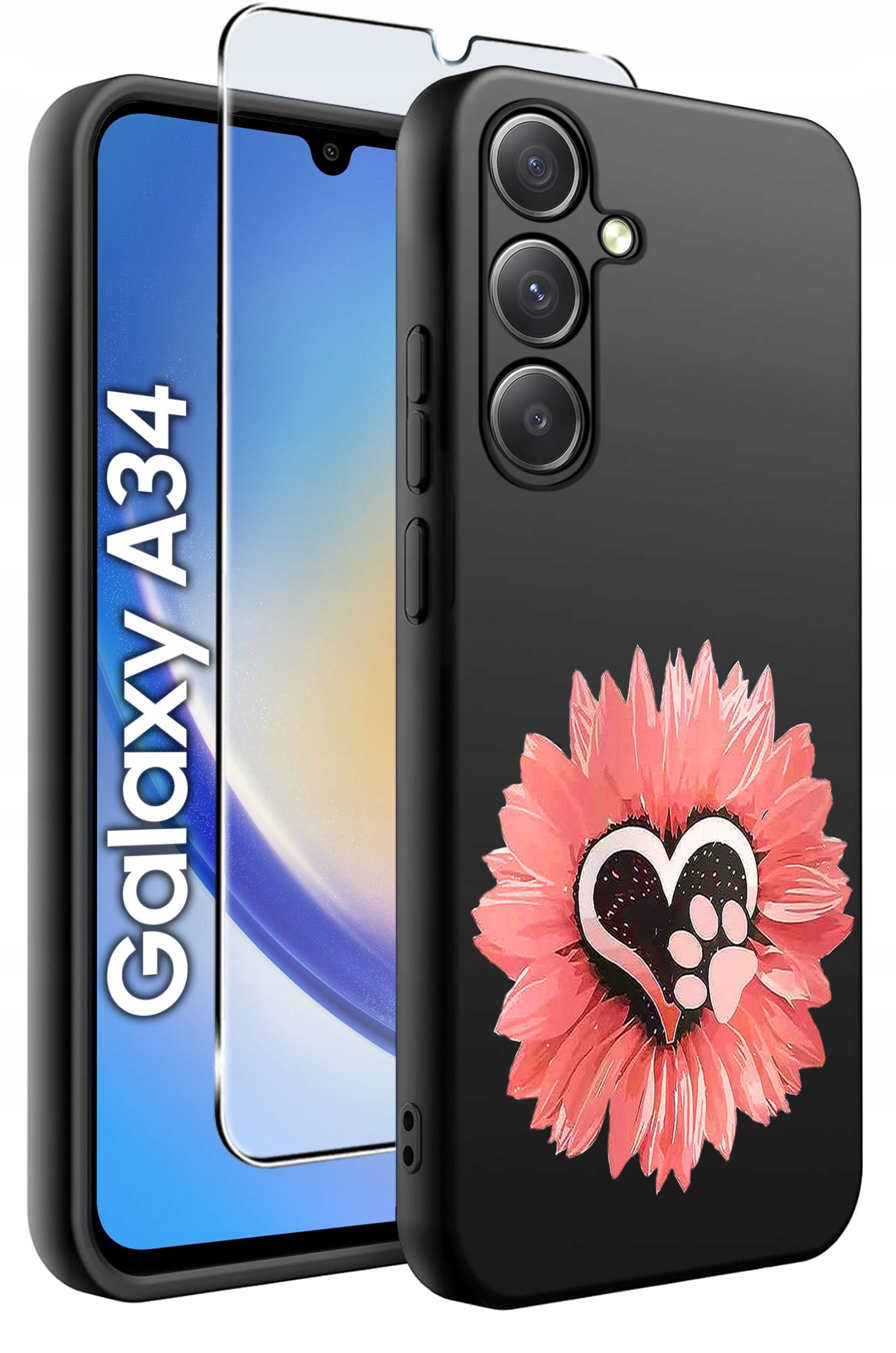 ETUI do Samsung A34 5G WZORY | SILIKONOWE MATT CASE + SZKŁO 9H