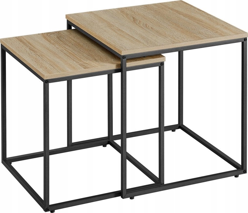 Leobert Stolik kawowy kwadrat 2szt - dąb sonoma / nogi czarne