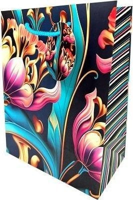 Torebka ozdobna matowa 18x23x10cm tulipany GB23125
