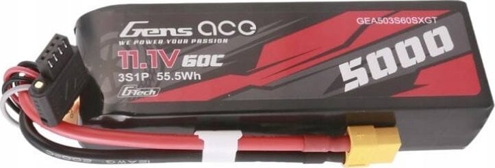 Gens Ace Akumulator Gens ace G-Tech 5000mAh 11.1V 60C 3S1P Lipo z konektorem XT60 Plug