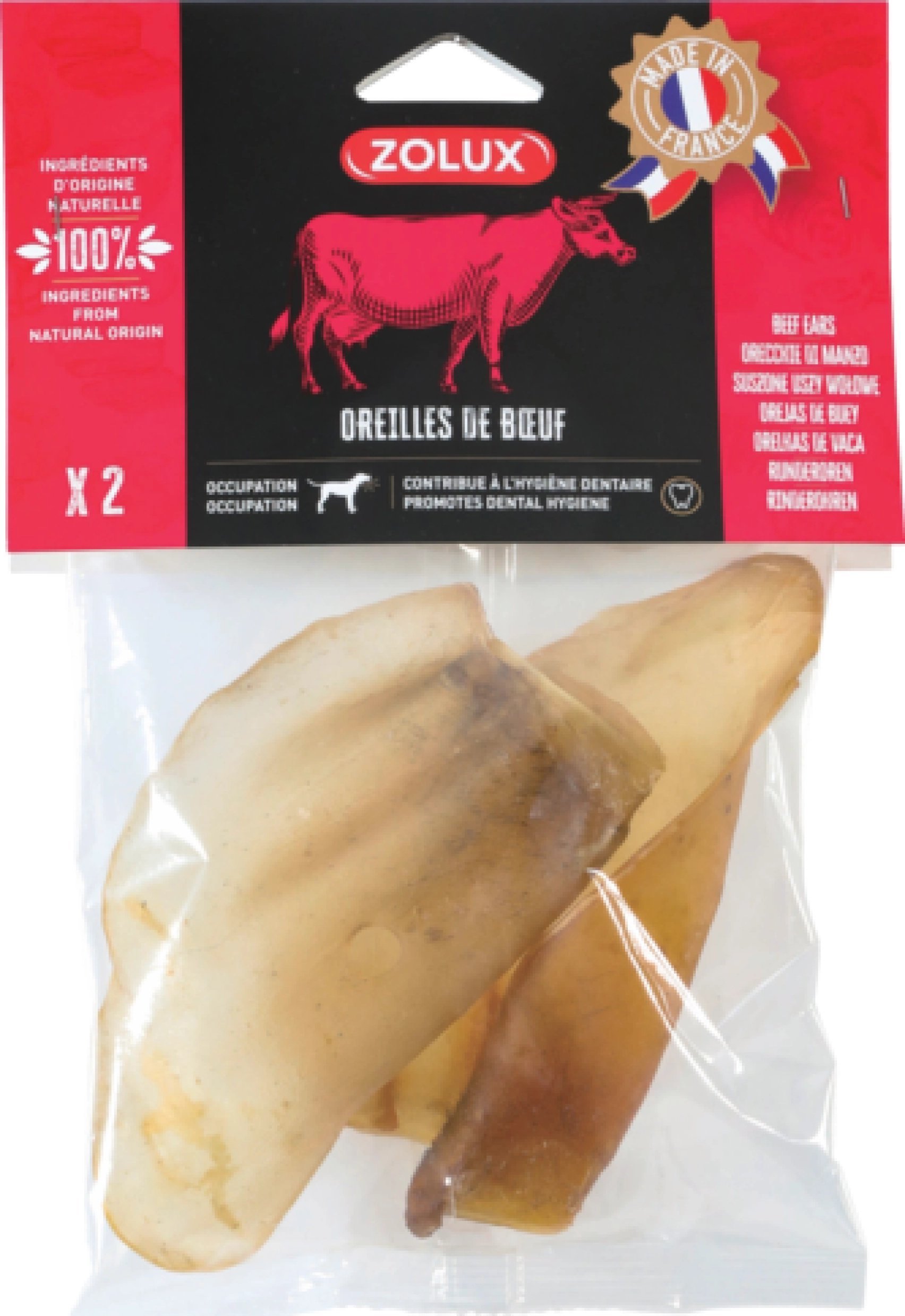 Zolux ZOLUX Suszone uszy wołowe x 2, 40 g