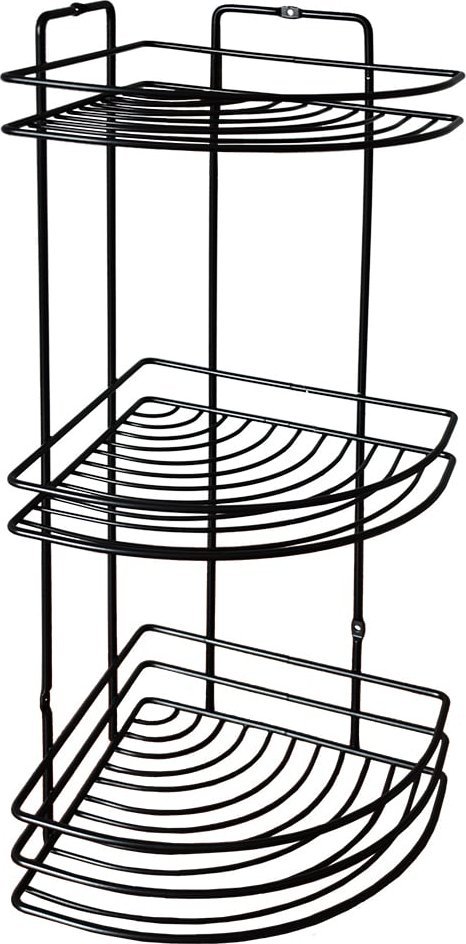 Sepio Narożna półka pod prysznic łazienkowa wisząca CZARNA