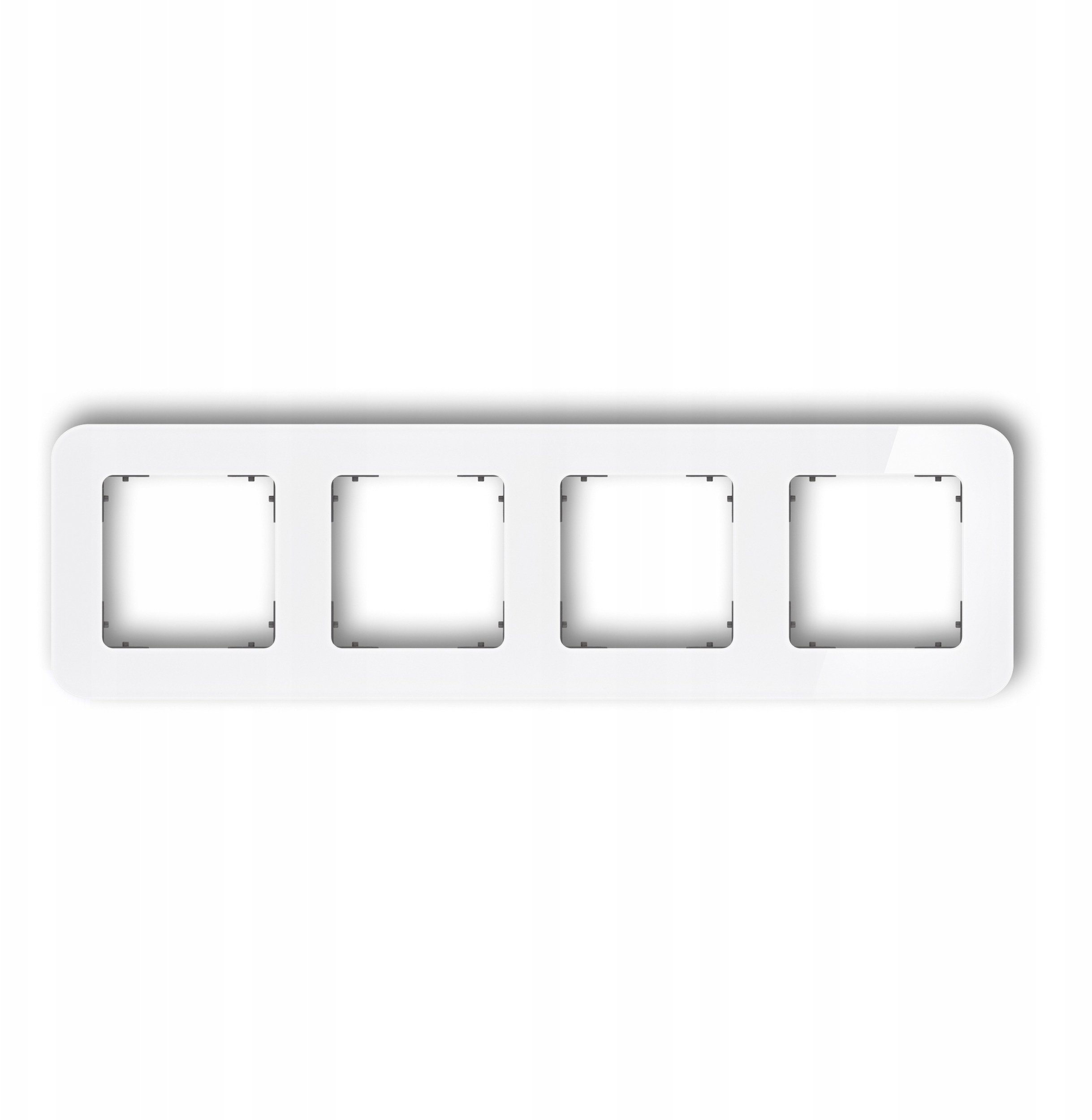 Karlik Ramka uniwersalna poczwórna zaokrąglona - efekt szkła (ramka: biała spód: grafitowy mat) 0-28-IRSZ-4