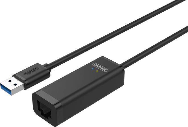 Karta sieciowa Unitek USB - RJ-45 (wtyk-gniazdo) Czarny (Y-1468)
