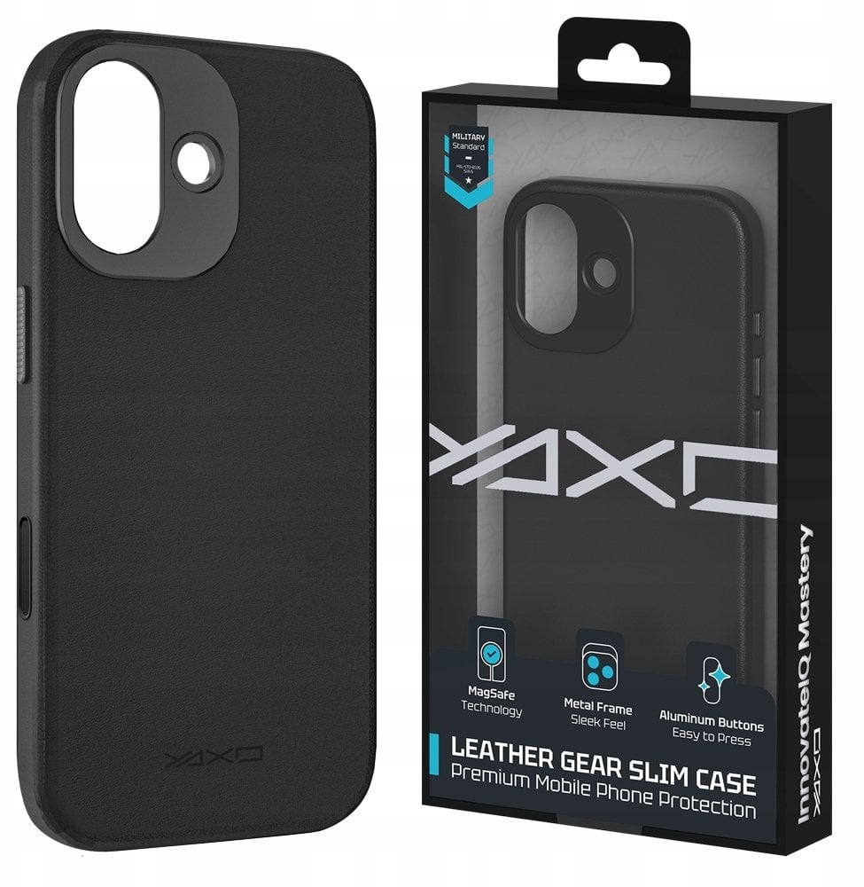 Yaxo Etui na telefon Leather Gear Slim Case MagSafe iPhone 17 Dusty Black