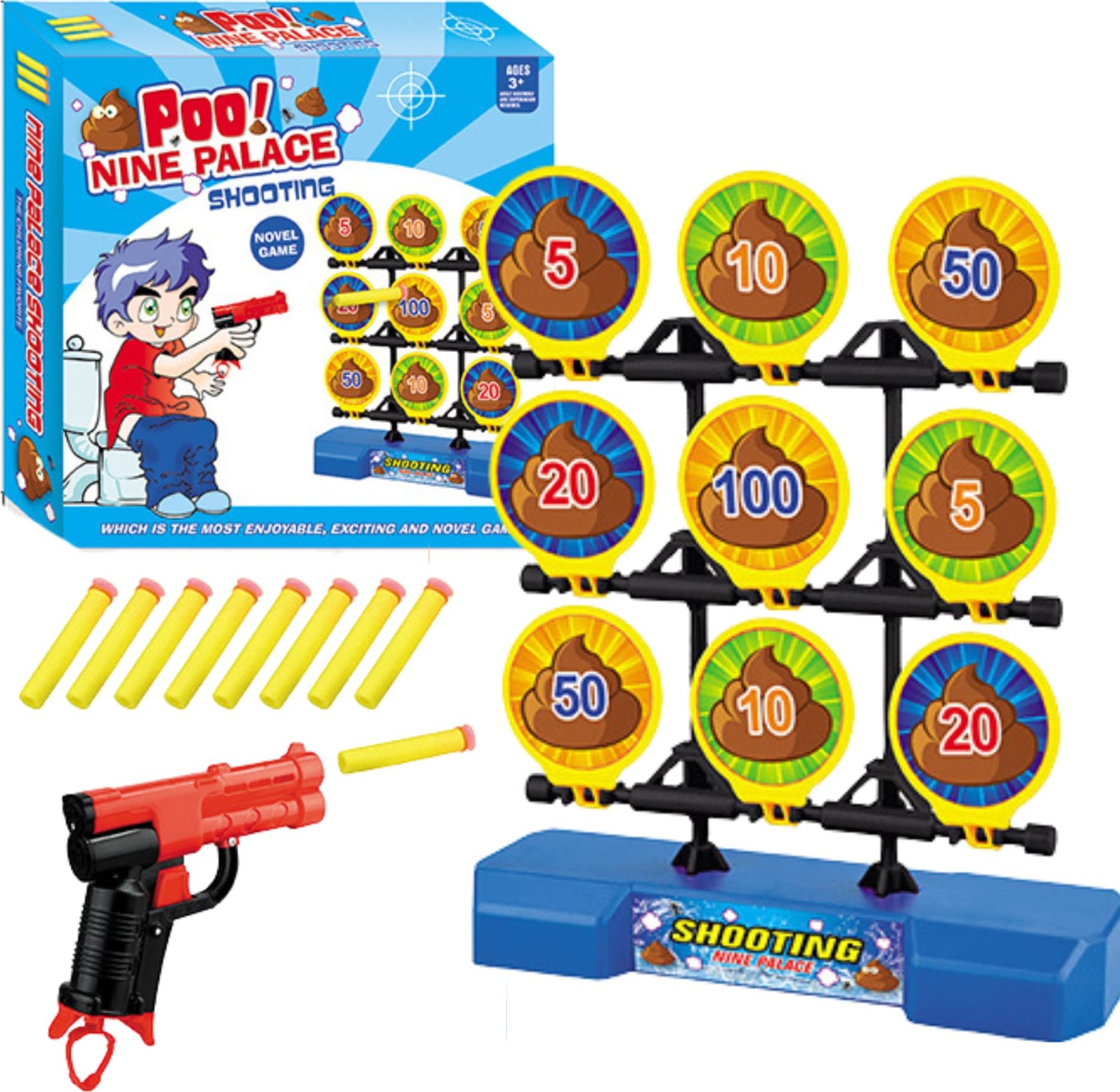 ProNice Zestaw Do Strzelania Pistolet Broń Naboje Piankowe Ruchoma Tarcza Dla Dziec