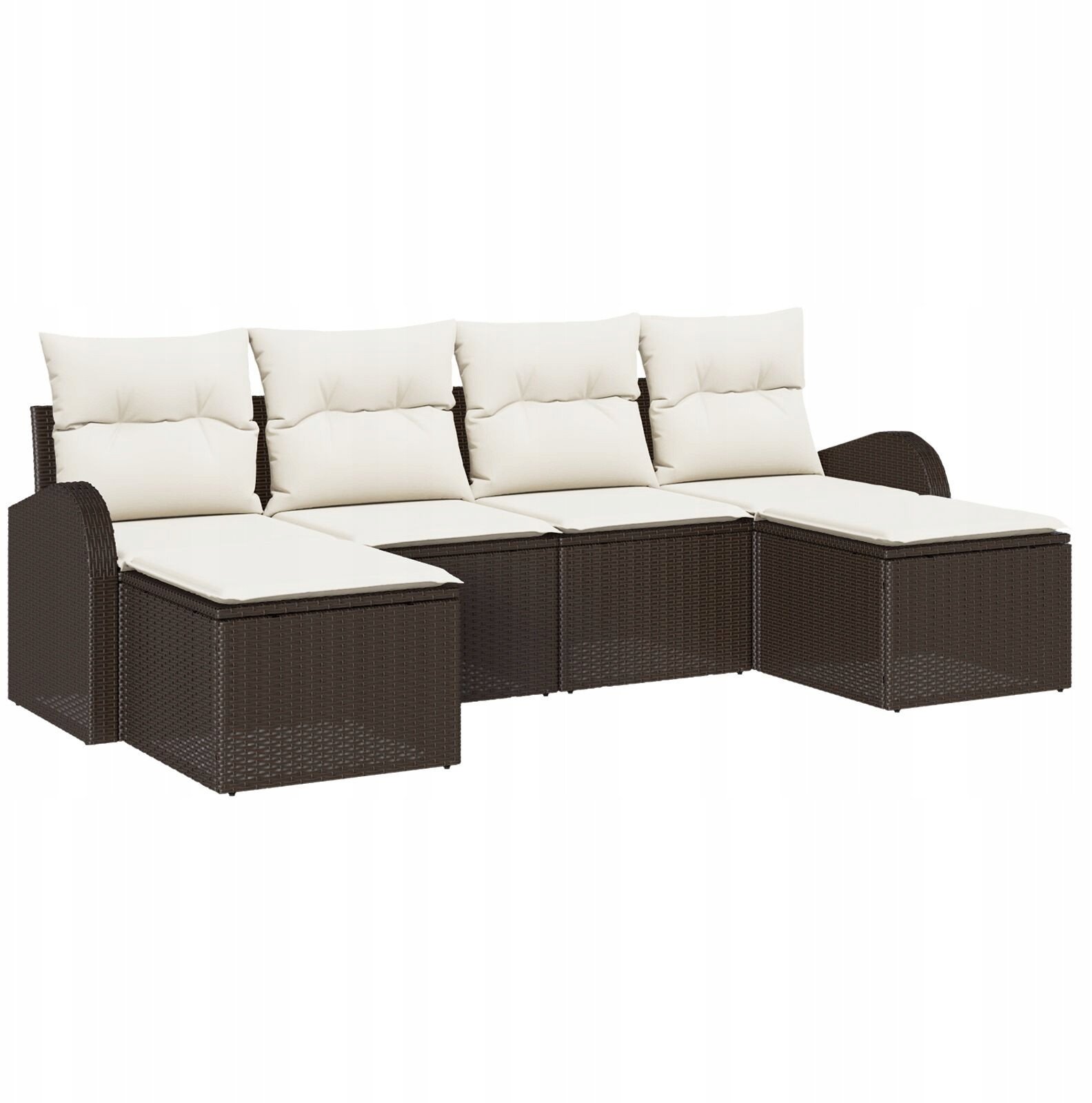 vidaXL 6 Częściowy Zestaw Sofy Ogrodowej z Poduszkami Brązowy Polirattan, vidaXL 2-osobowa Sofa Ogrodowa z Przechowywaniem i Poduszkami Brązowy Polira