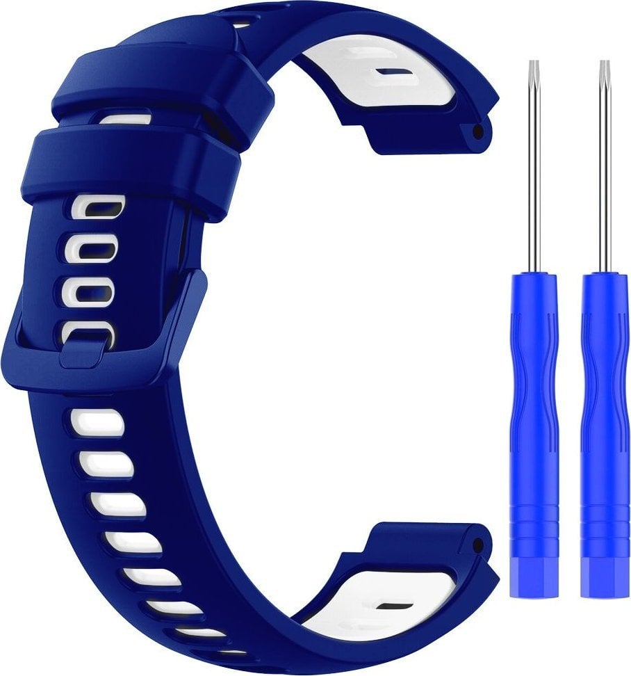 Pasek silikonowy do Garmin G02 - granatowo-biały