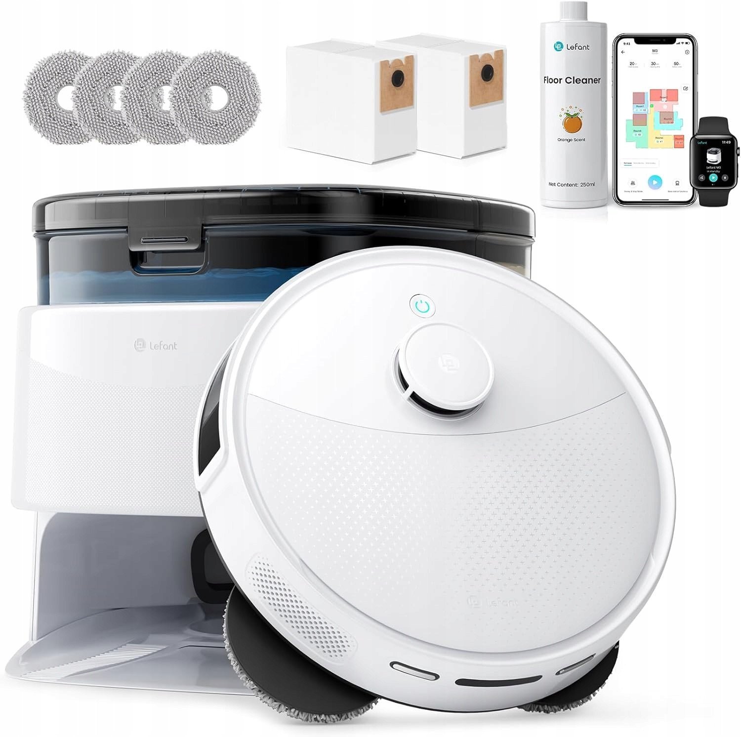 LEFANT M3 Gen2 robot sprzątający 12000Pa z stacją sterowanie głosem