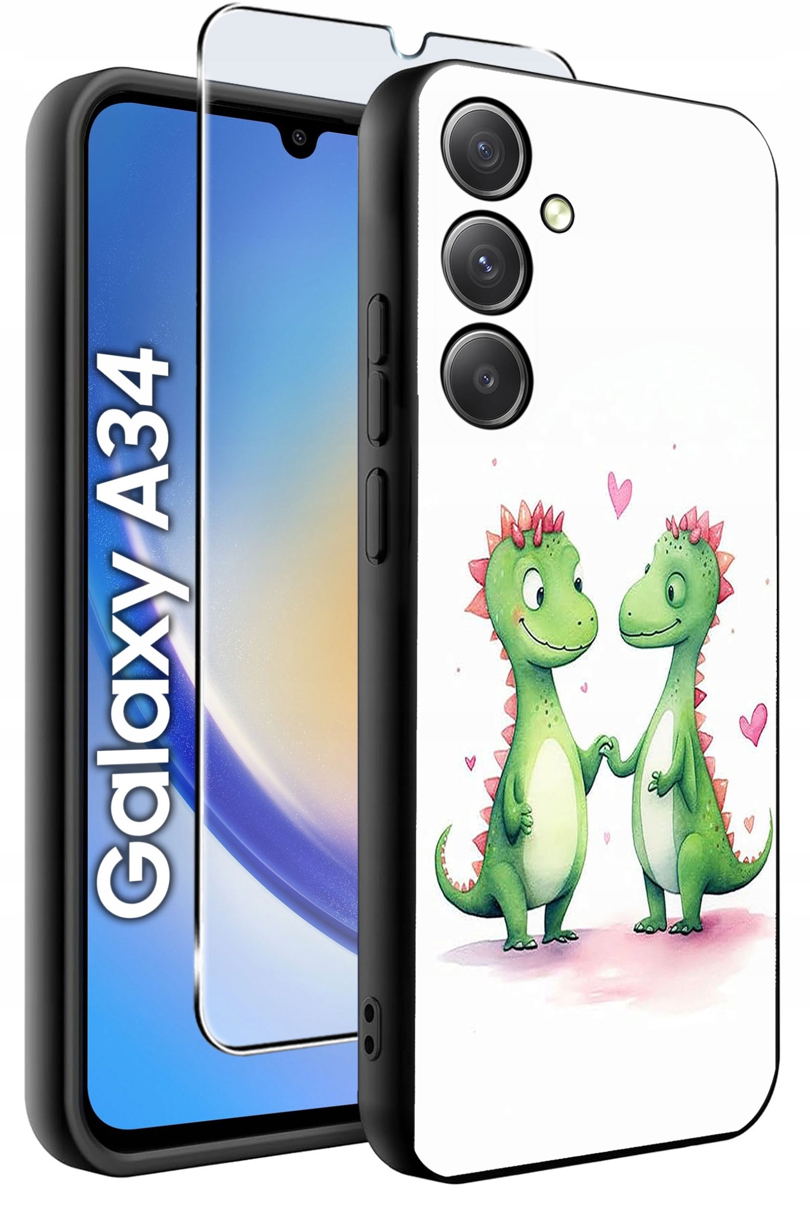 ETUI do Samsung A34 5G WZORY | SILIKONOWE MATT CASE + SZKŁO 9H