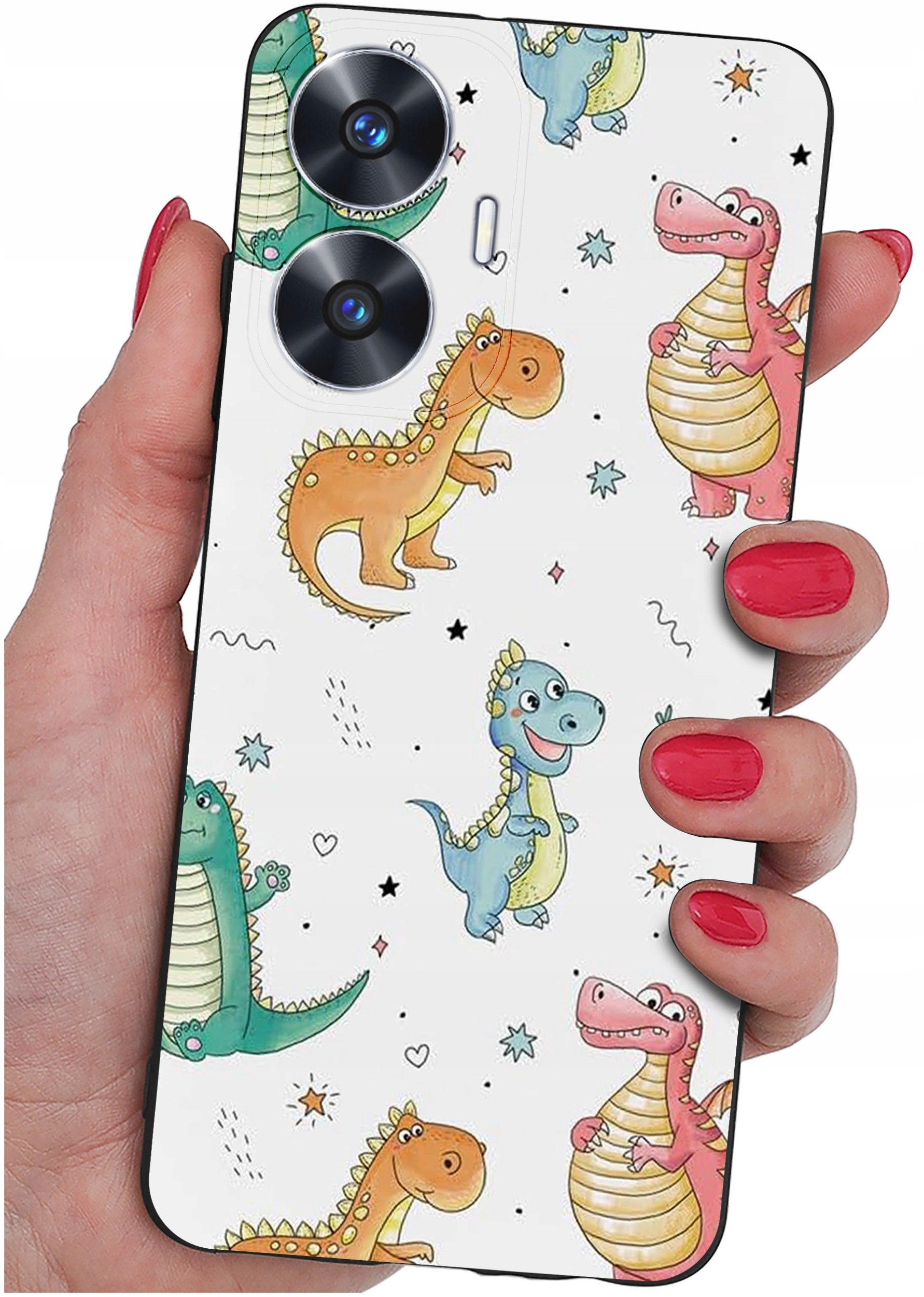 krainaGSM ETUI do Realme C55 WZORY SILIKONOWE MATT CASE + SZKŁO 9H