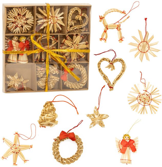 Springos Ozdoby choinkowe, słomiane bombki 27 szt. brązowe UNIWERSALNY