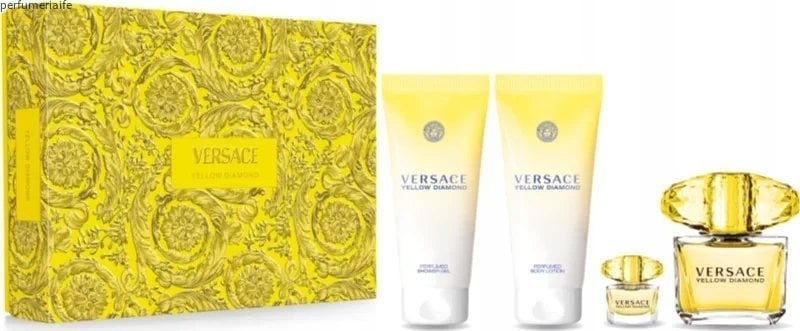 Versace Zestaw Yellow Diamond zestawwoda toaletowa 90ml + woda toaletowa 5ml + żel pod prysznic 100ml + balsam do ciała 100ml