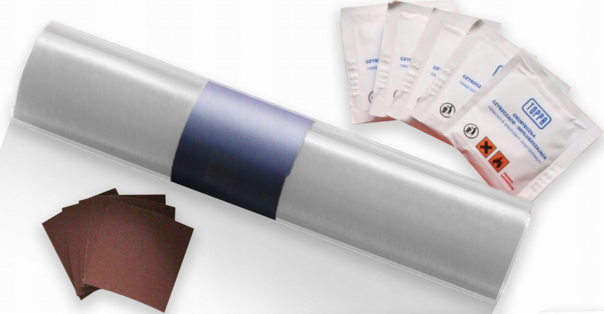 Plandeka Pako Zestaw Naprawczy Do Łatania Plandek 220x32cm SREBRNY