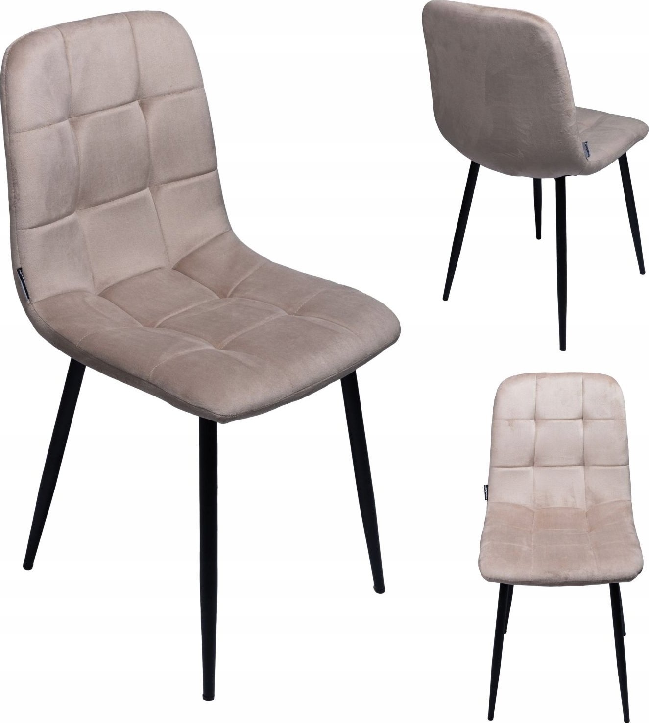 Krzesło tapicerowane welurowe do salonu jadalni velvet loft beżowy