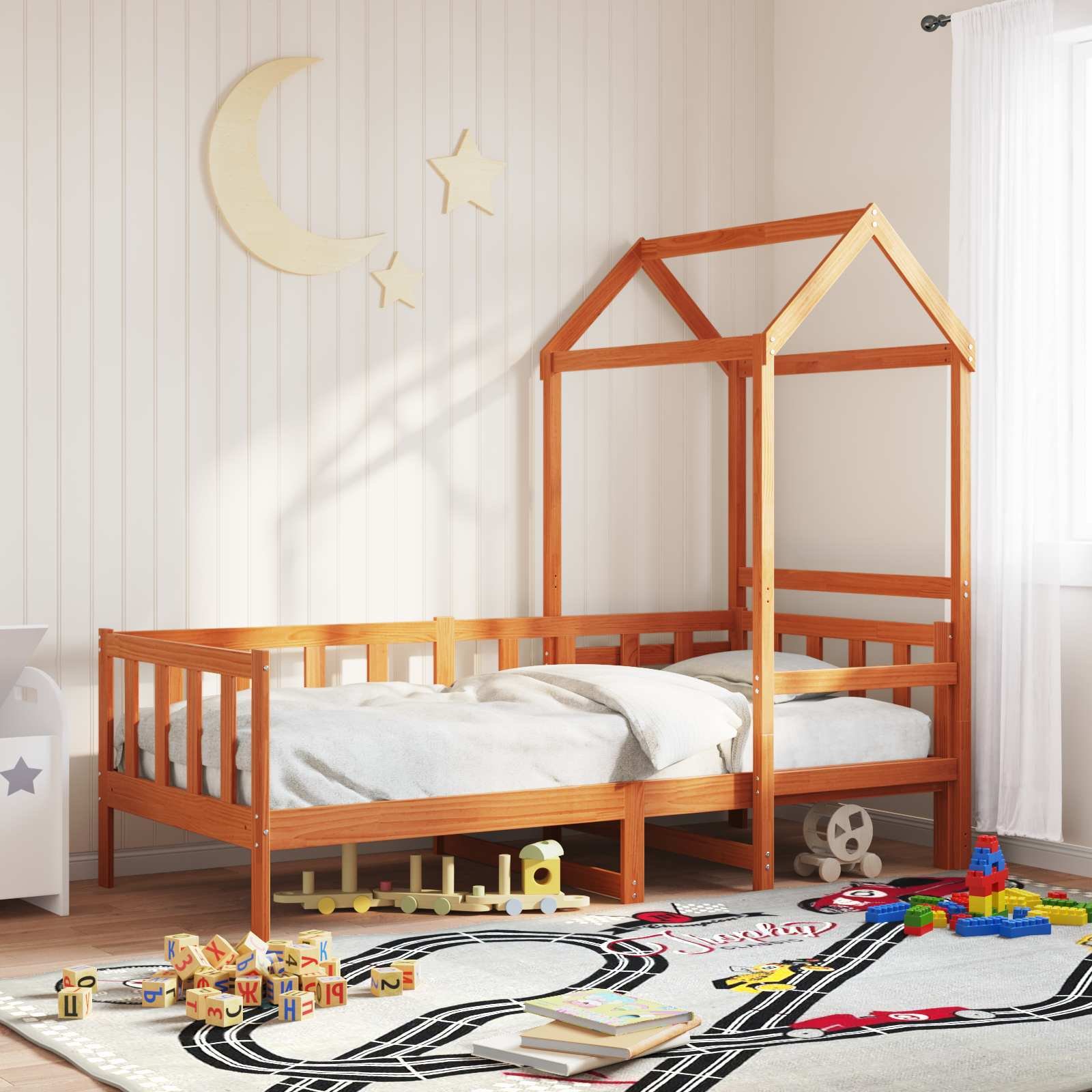 vidaXL Zestaw Łóżka Dziennie 2 pcs Woskowy Brąz Lite drewno sosnowe