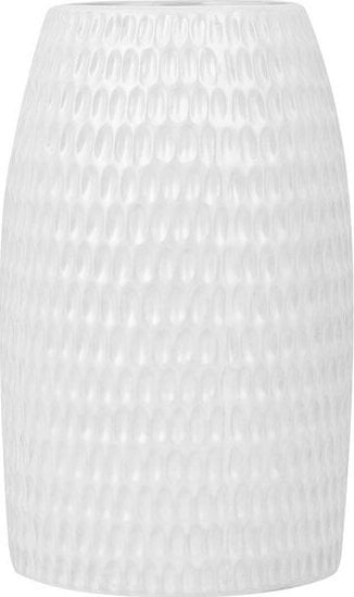 Beliani Wazon dekoracyjny ceramiczny biały LINZI!