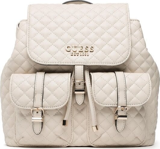 Guess, Adam Flap, Polyurethane, Textile Backpack, Stone, For Women For Women