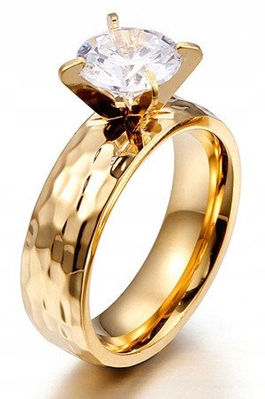 ZŁOTY PIERŚCIONEK OBRĄCZKA ŚLUBNA STAL 316L r.17