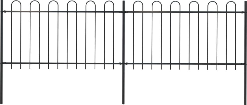 vidaXL Ogrodzenie z zaokrąglonymi końcami, stalowe, 3,4 x 1 m, czarne