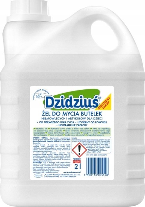 Dzidziuś Żel do mycia butelek i art. dla dzieci DZIDZIUŚ hipoalergiczny 2l