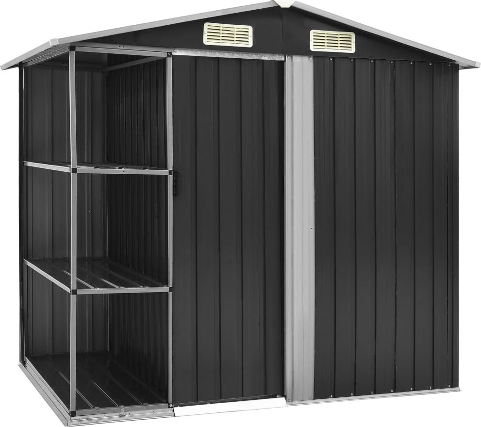 vidaXL Szopa ogrodowa z regałem żelazna antracytowa 205x130x183 cm (47106)
