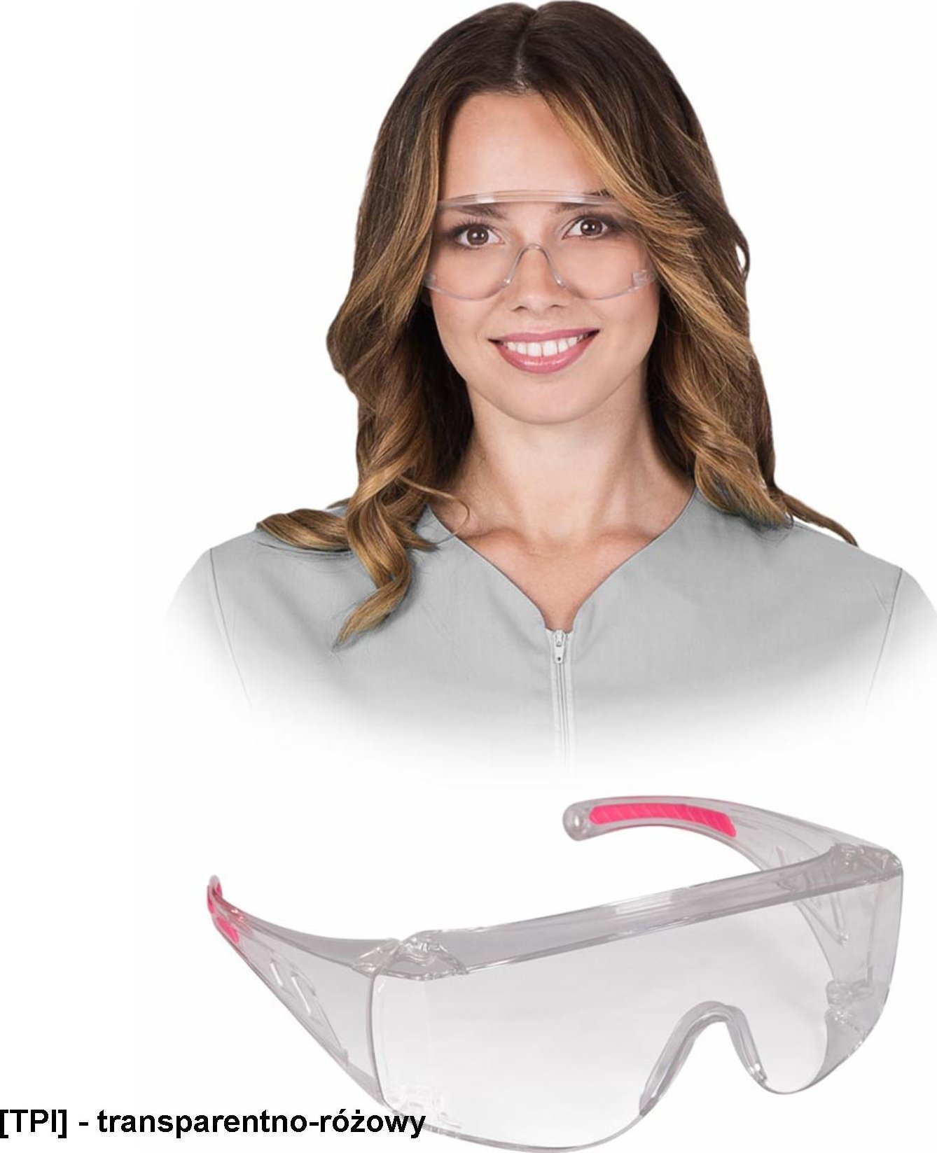 R.E.I.S. GOG-IRVINE - Przeciwodpryskowe okulary ochronne - transparentno-różowy - uni