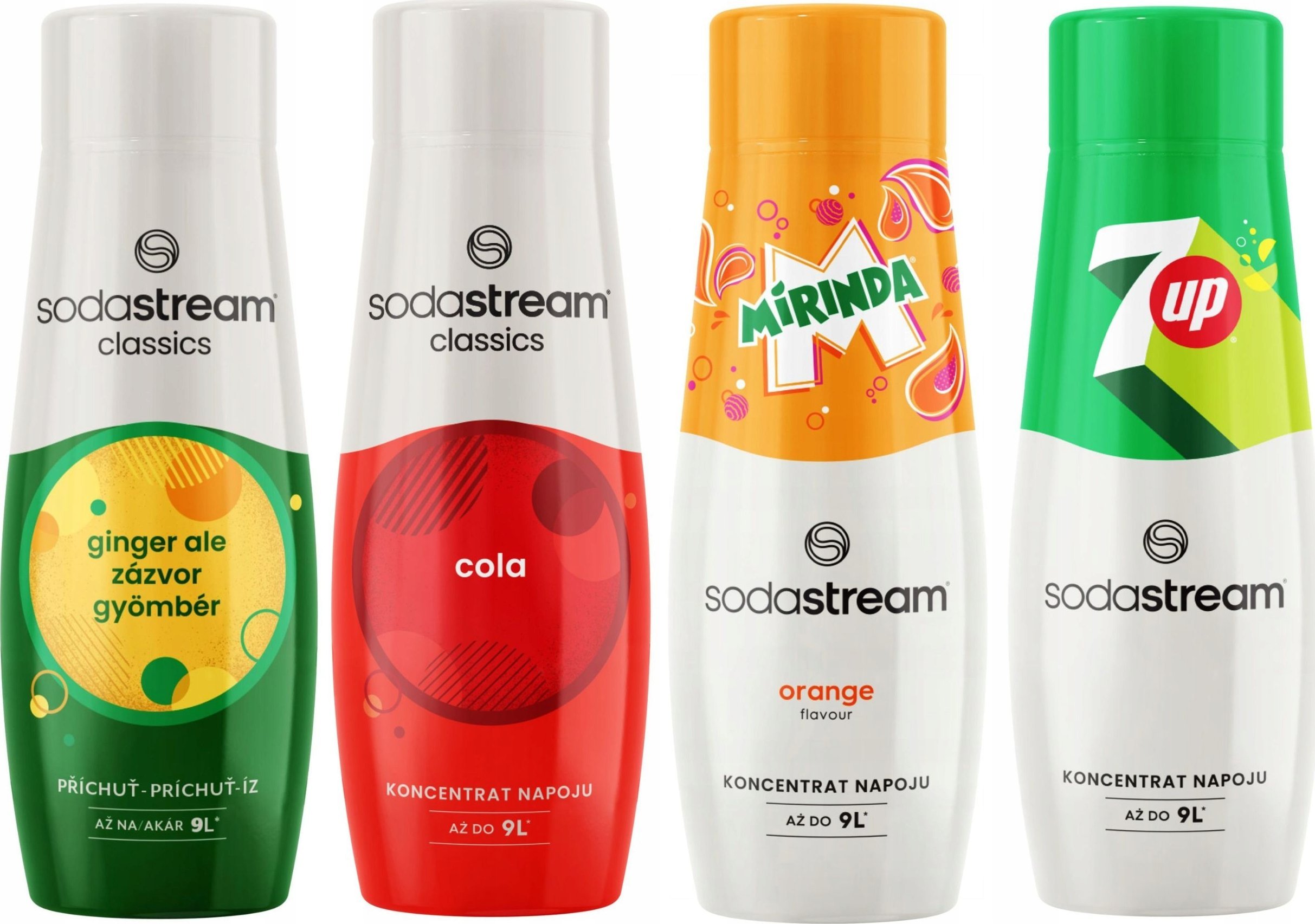 SODASTREAM Cola + Mirinda + 7Up + Imbir Ale syropy do saturatora 4 szt.