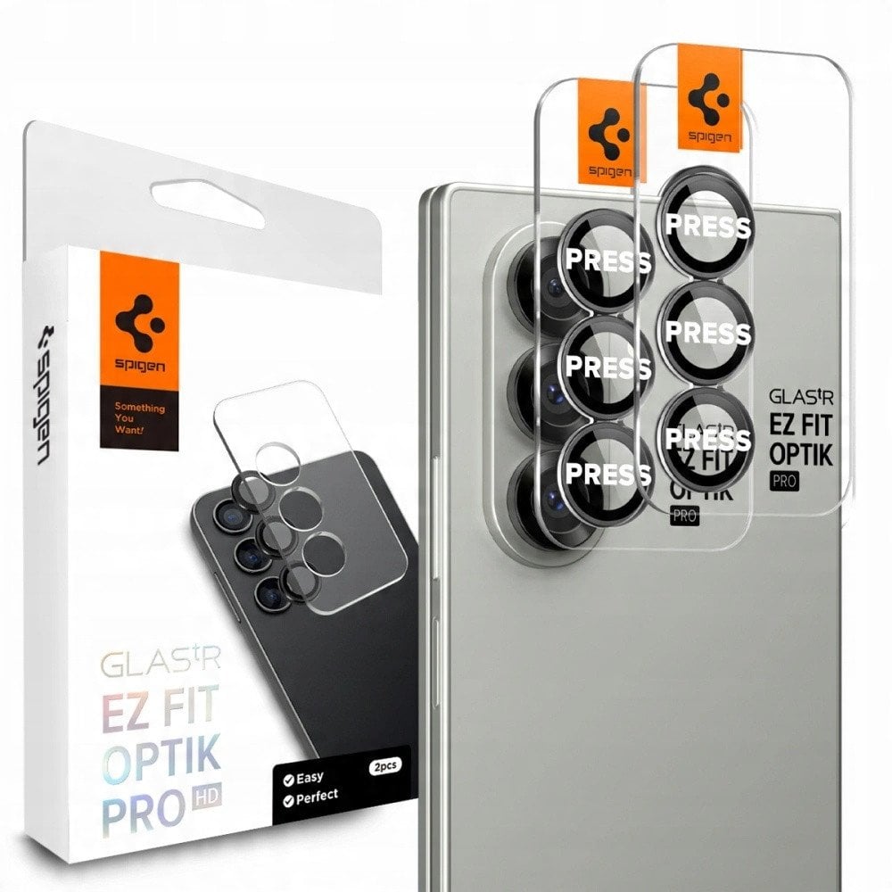 Spigen Optik Pro HD GLAS.TR EZ Fit Camera Protector 2-Pack - Szkło ochronne na obiektyw do Samsung Galaxy Z Fold 7 (2 szt)(Czarny)