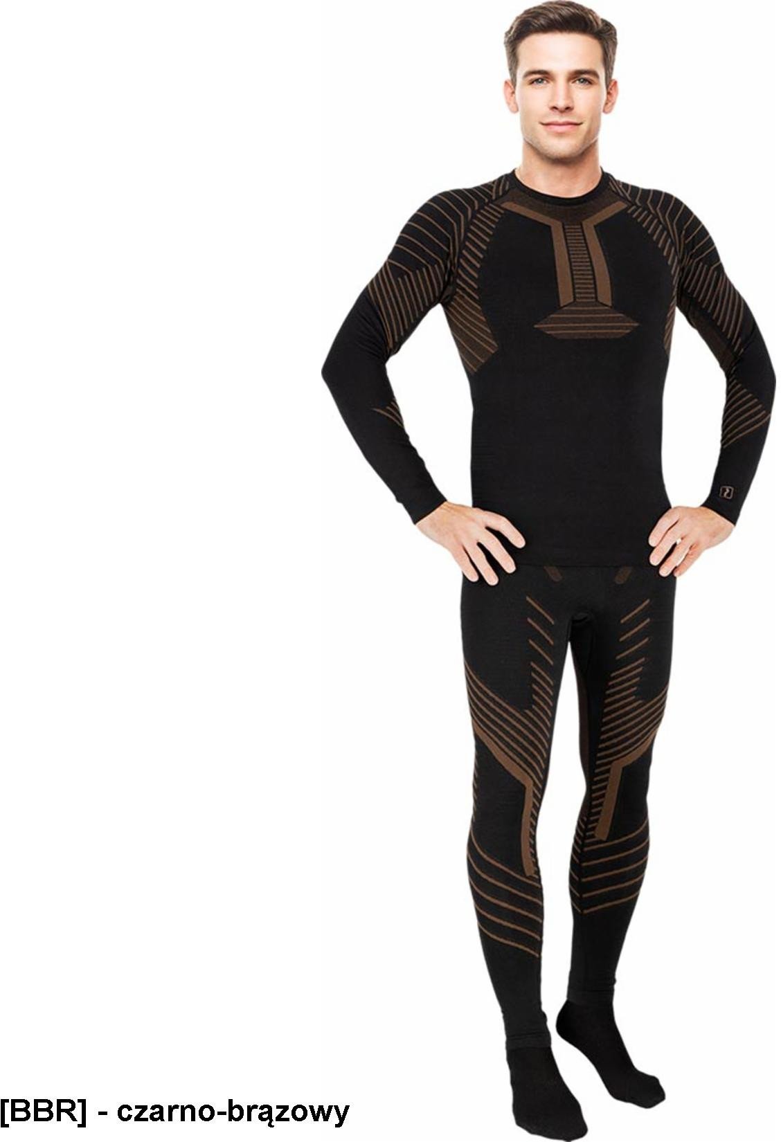 US-VERRAN - Bielizna termoaktywna męska zestaw koszulka długi rękaw kalesony dzianina: 60% nylon, 32% poliester, 8% elastan L-XL