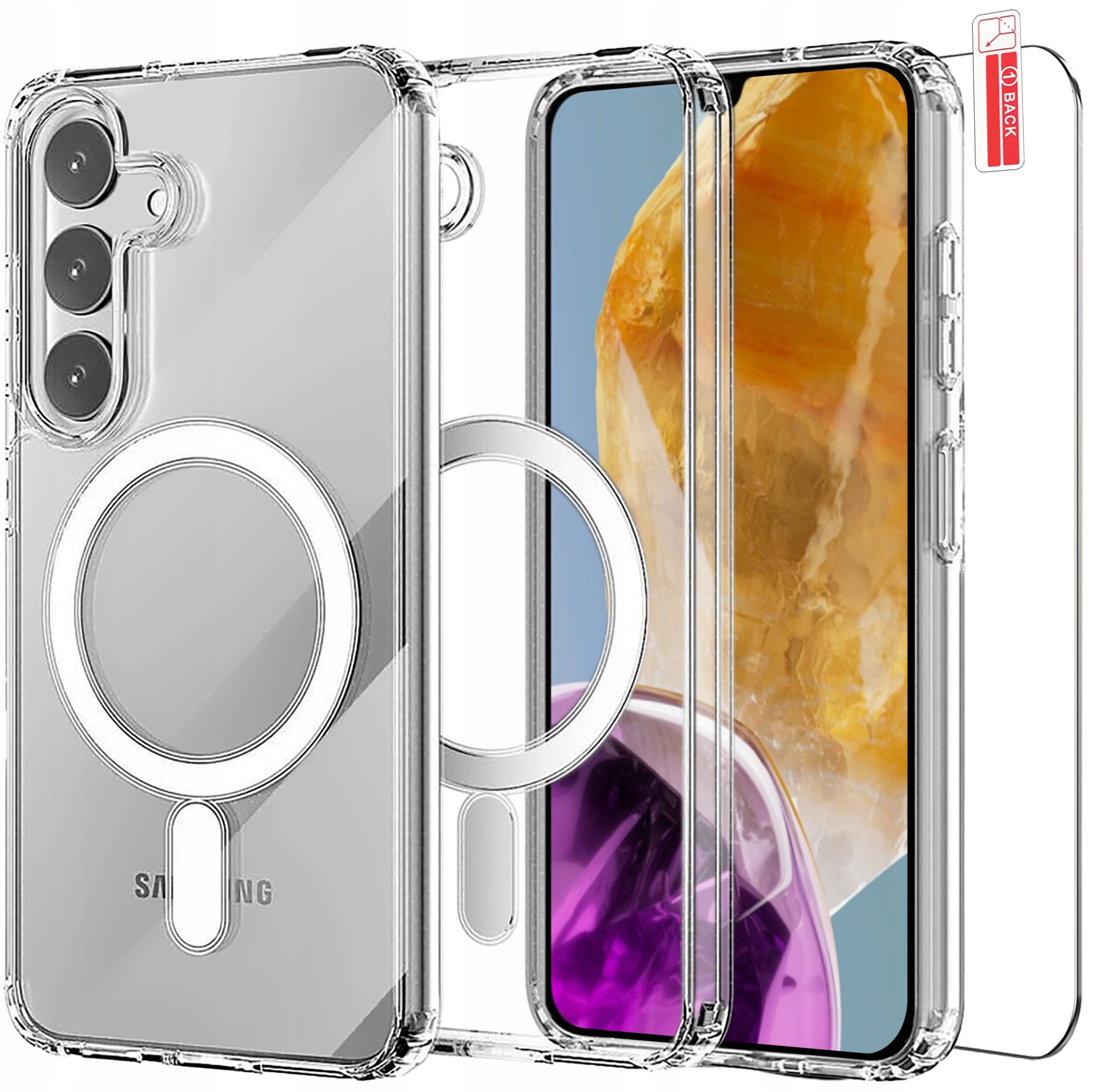 Etui do Samsung M15 5G WZMACNIANE do MAGSAFE ANTI SHOCK CLEAR CASE Szkło