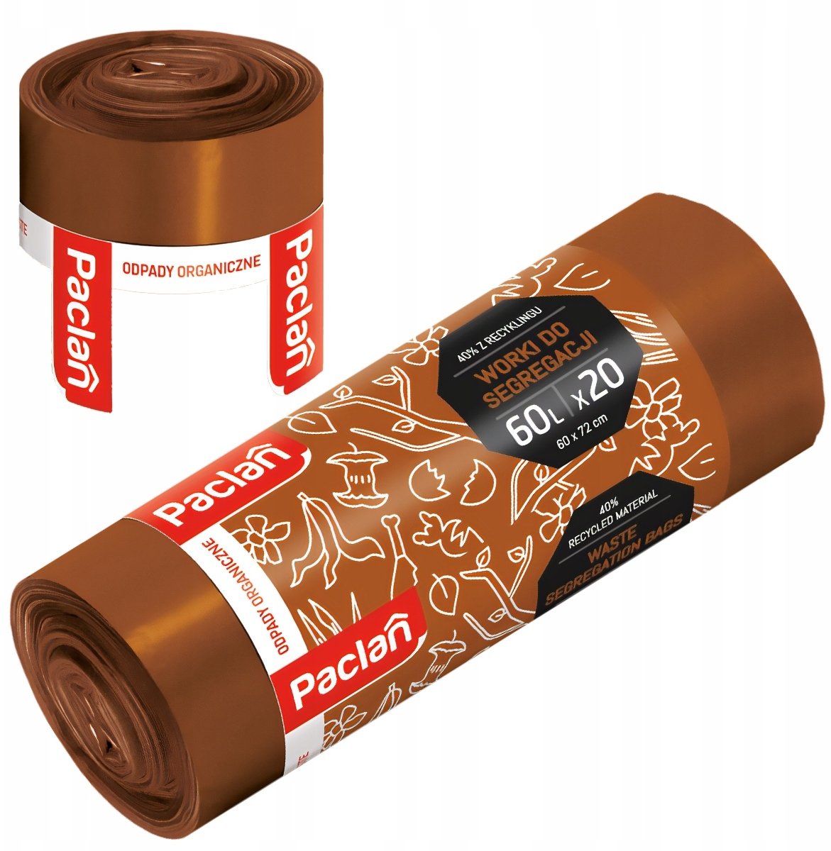 Paclan brown worki do segregacji odpadów 60l - 20 szt