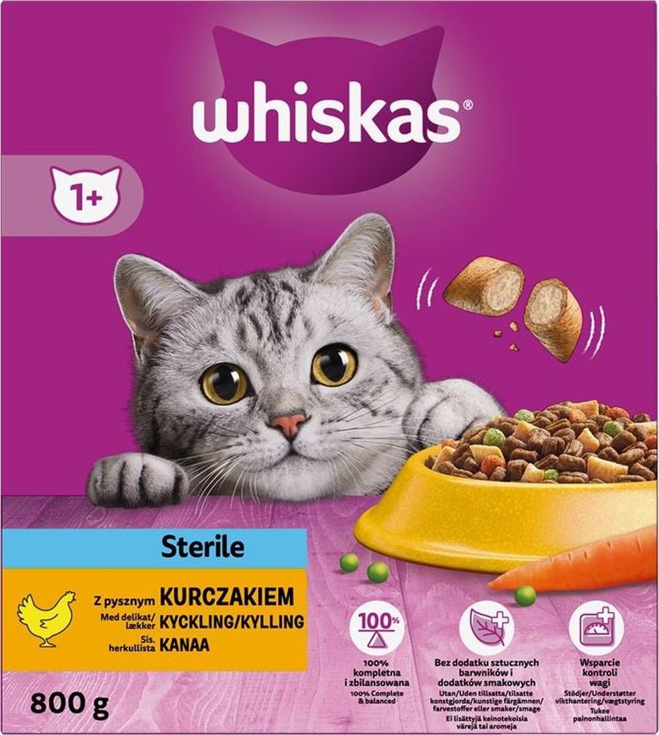 Whiskas Whiskas Sucha karma dla kota Sterile Kurczak 800 g