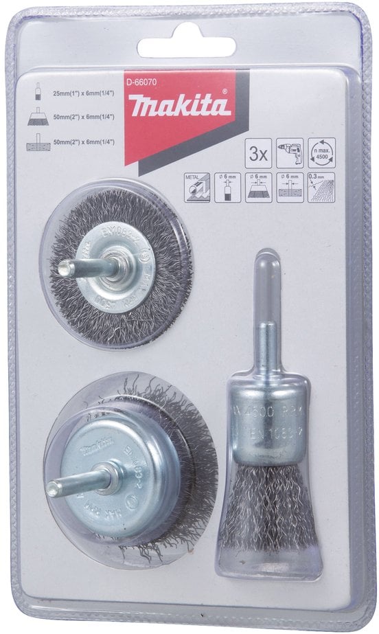 Makita Makita D-66070 3 piece Wire Brush Set Steel