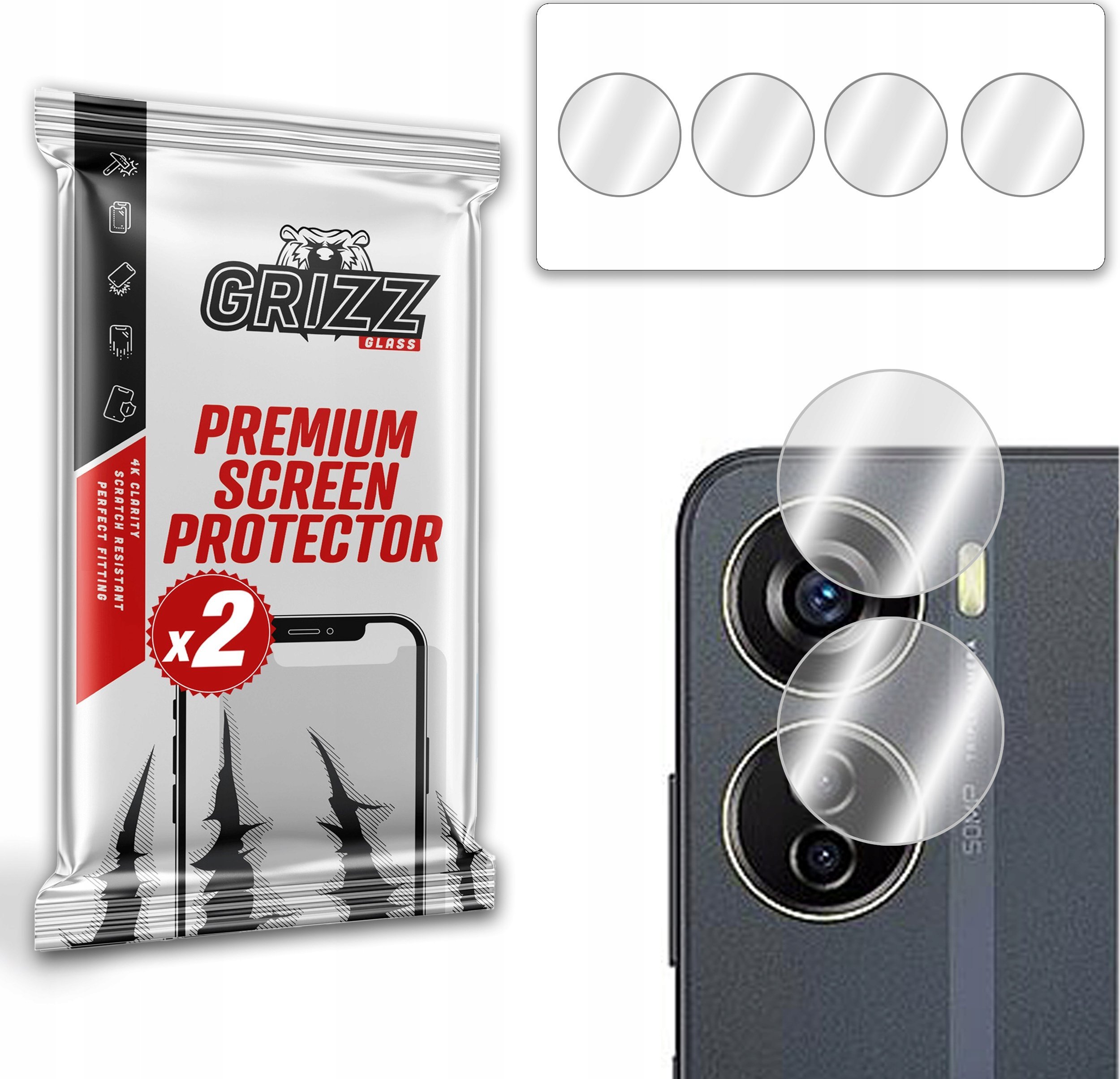 GrizzGlass Szkło hybrydowe na aparat Grizz ZTE Blade V41 Vita