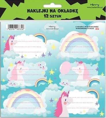 HENRY Naklejki na zeszyty - Jednorożec (12szt)