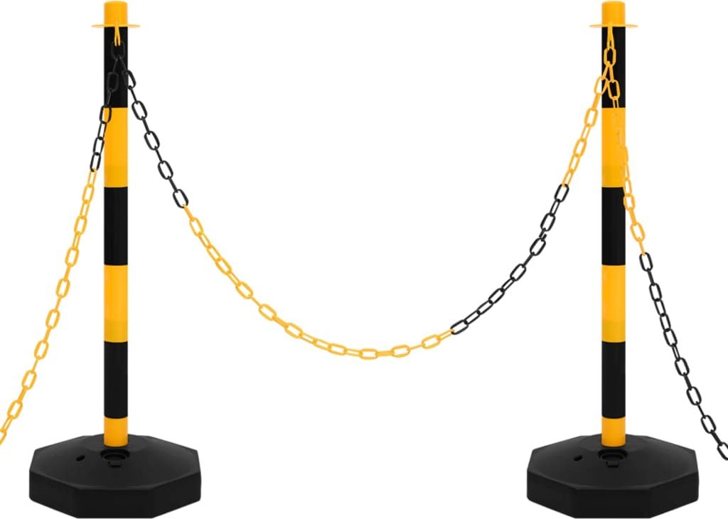 vidaXL Zestaw słupków z 10-metrowym, plastikowym łańcuchem