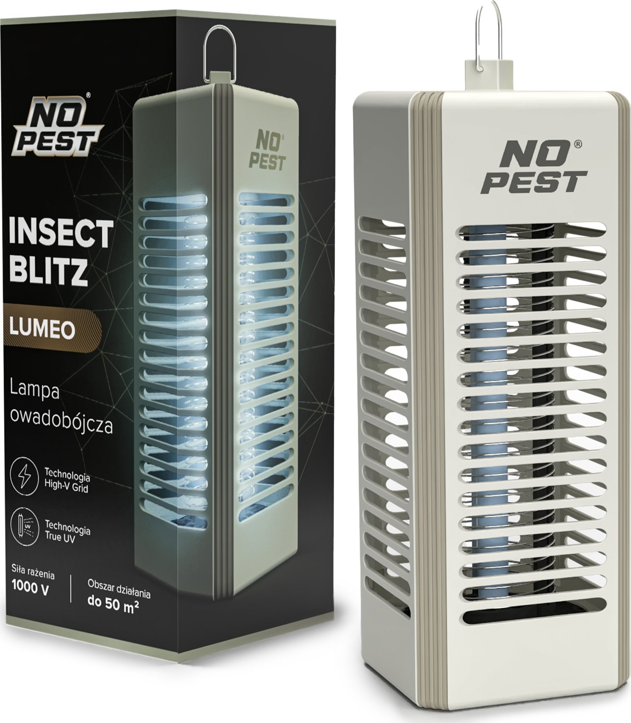 Lampa Owadobójcza UV na Komary Muchy Osy Ćmy Meszki i Inne Owady Przenośny Lampion Lampa "Insect Blitz Lumeo" w Kolorze Jasnym