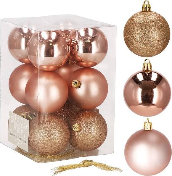 Springos Bombki choinkowe 6 cm różowe złoto 12 szt. UNIWERSALNY