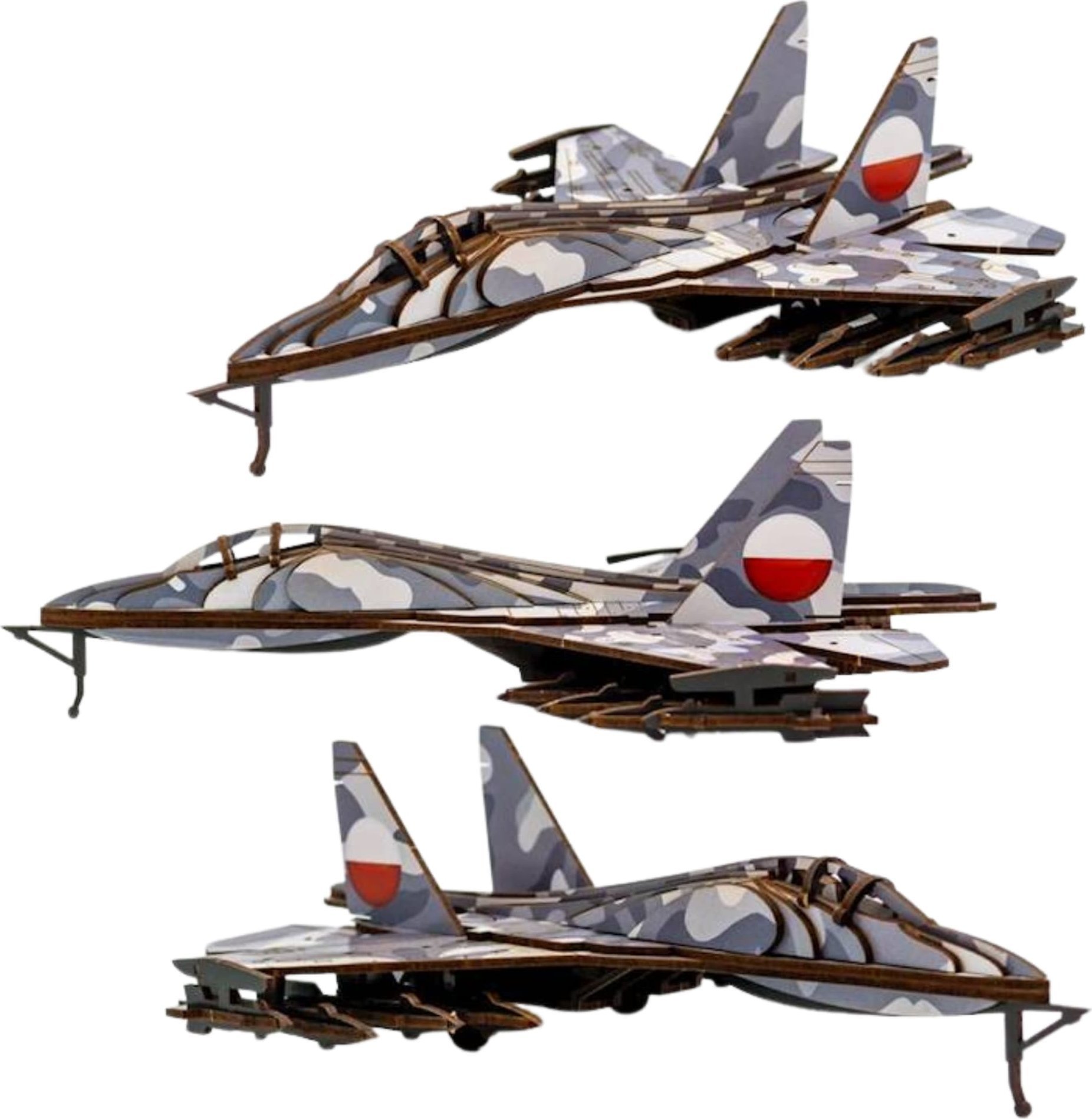 PuzzleOK SAMOLOT WOJSKOWY PUZZLE DREWNIANE MODEL 3D UKŁADANKA ZESTAW